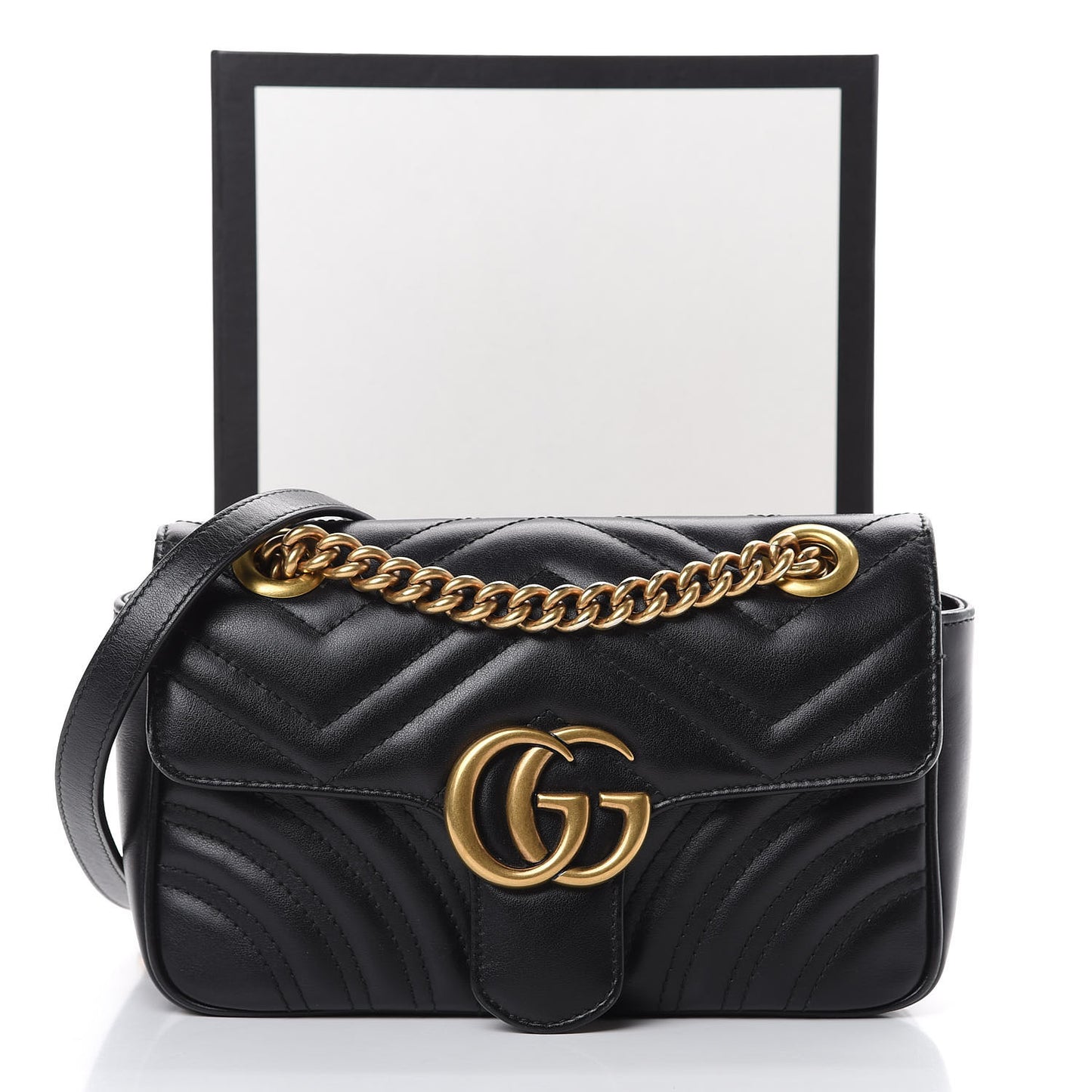 Calfskin Matelasse Mini GG Marmont Shoulder Bag Black