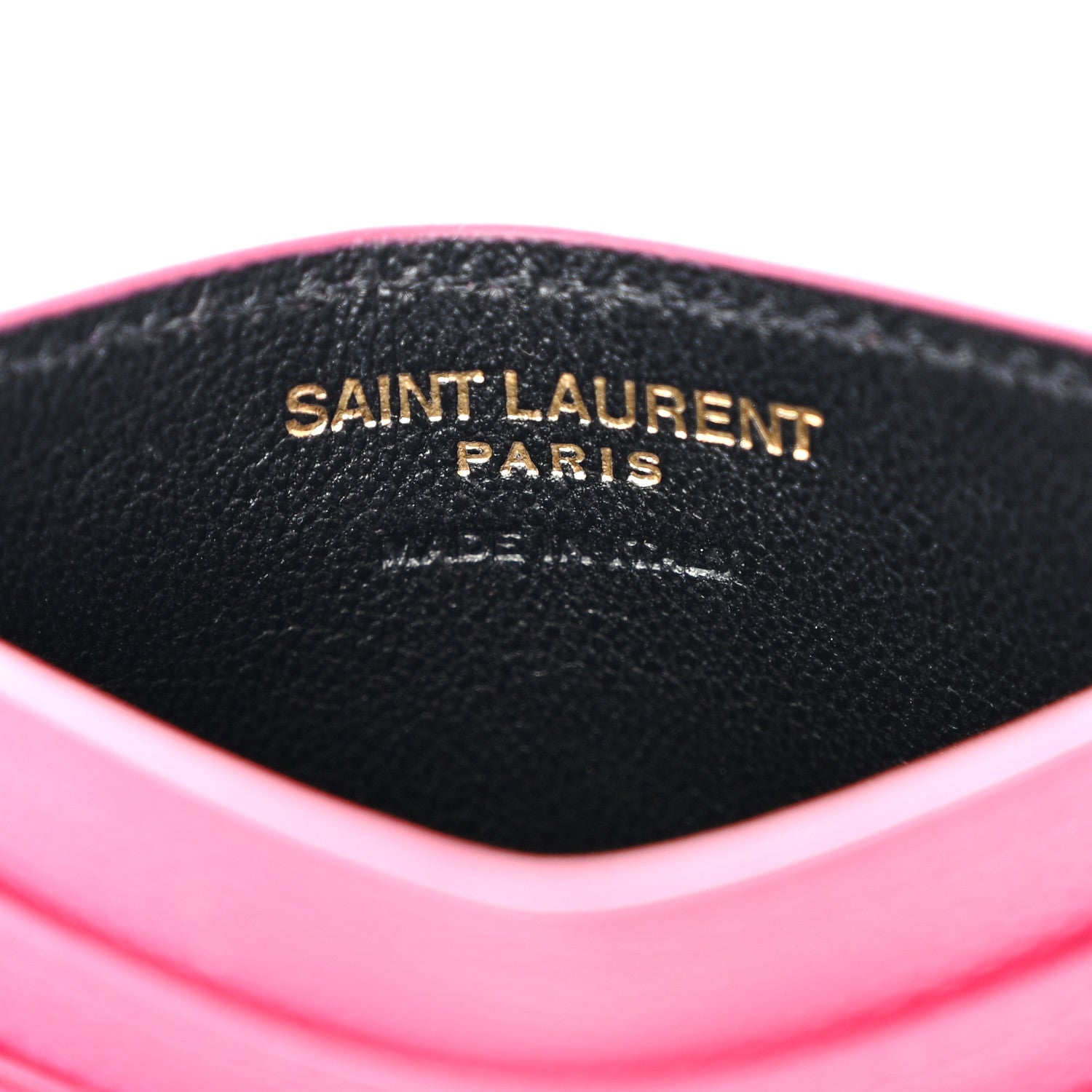 Saint Laurent Grain De Poudre Matelasse Chevron Monogram Credit Card Case Fresh Fuxia 6 of 10