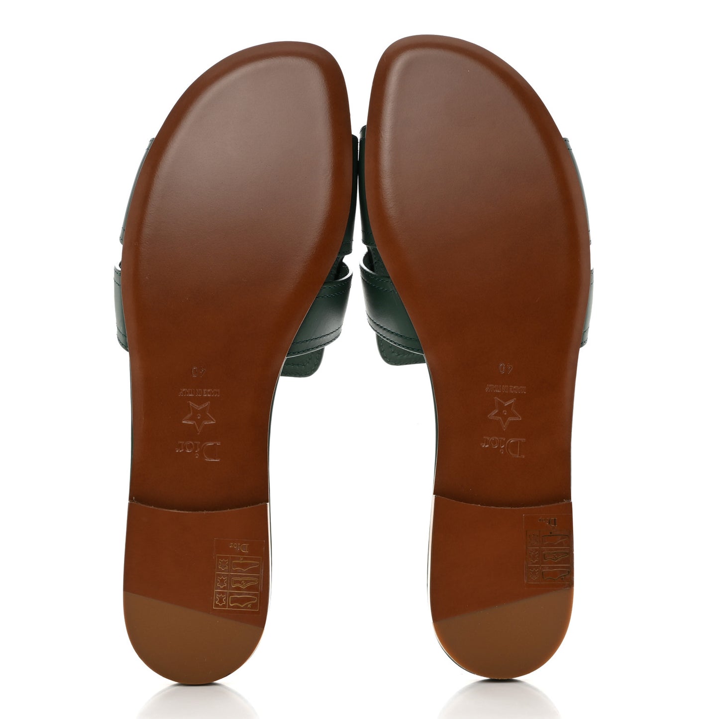 Calfskin 30 Montaigne Flat Slide Sandals 40 Leaf Green