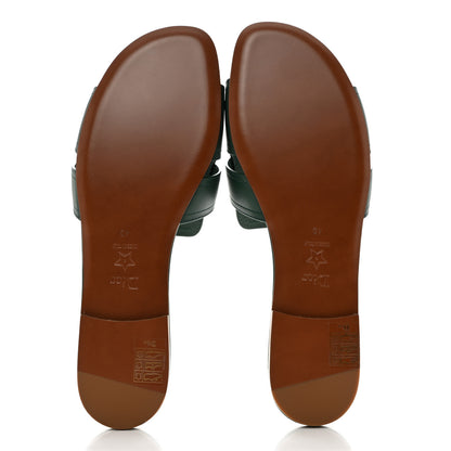 Christian Dior Calfskin 30 Montaigne Flat Slide Sandals 40 Leaf Green 5 of 8