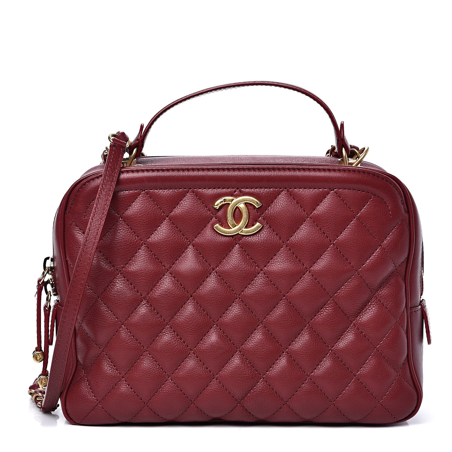 Chanel Calfskin Quilted CC Medium Vanity Case Dark Red 1 of 12