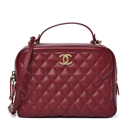 Chanel Calfskin Quilted CC Medium Vanity Case Dark Red 1 of 12