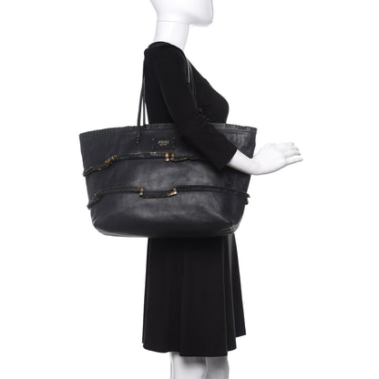 Fendi Calfskin Ruffle Roll Tote Black 2 of 13