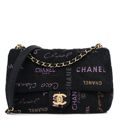 Chanel Denim Quilted Denim Mood Large Flap Black Multicolor 1 of 9