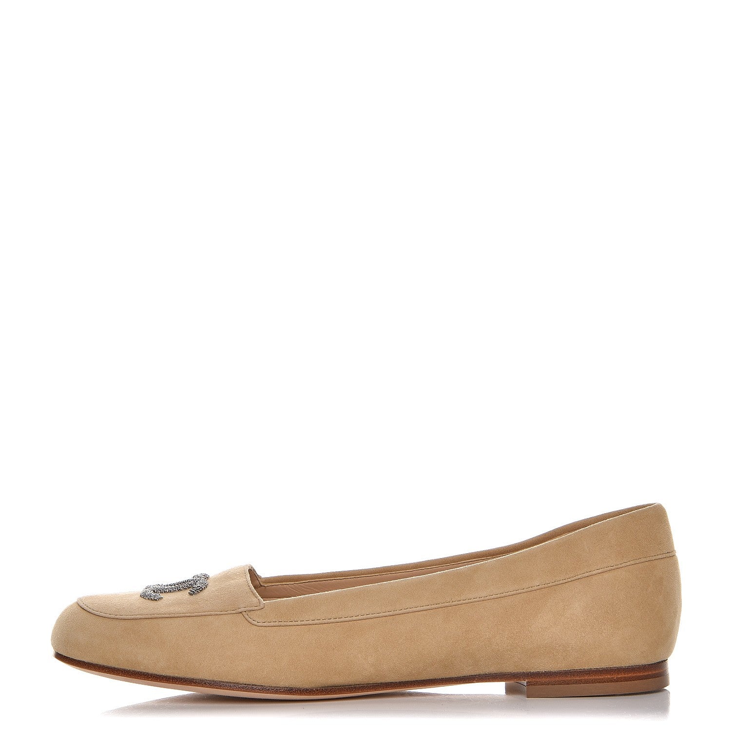 Chanel Kid Suede CC Flats 40 Beige 1 of 9