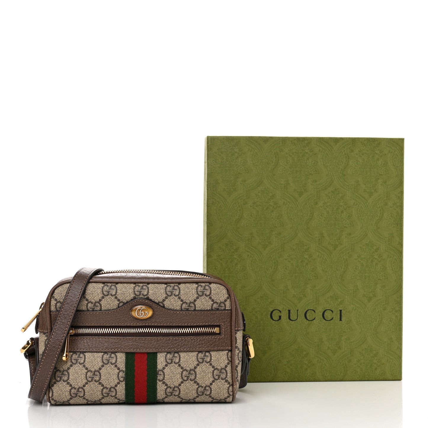 GG Supreme Monogram Web Mini Ophidia Shoulder Bag Brown
