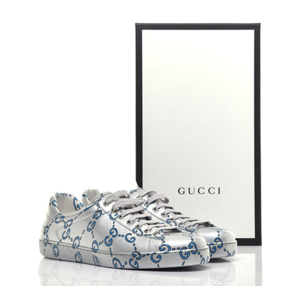 Gucci Miro Rubber Wax GucciGhost Print Mens New Ace Sneakers 9.5 Silver 9 of 11
