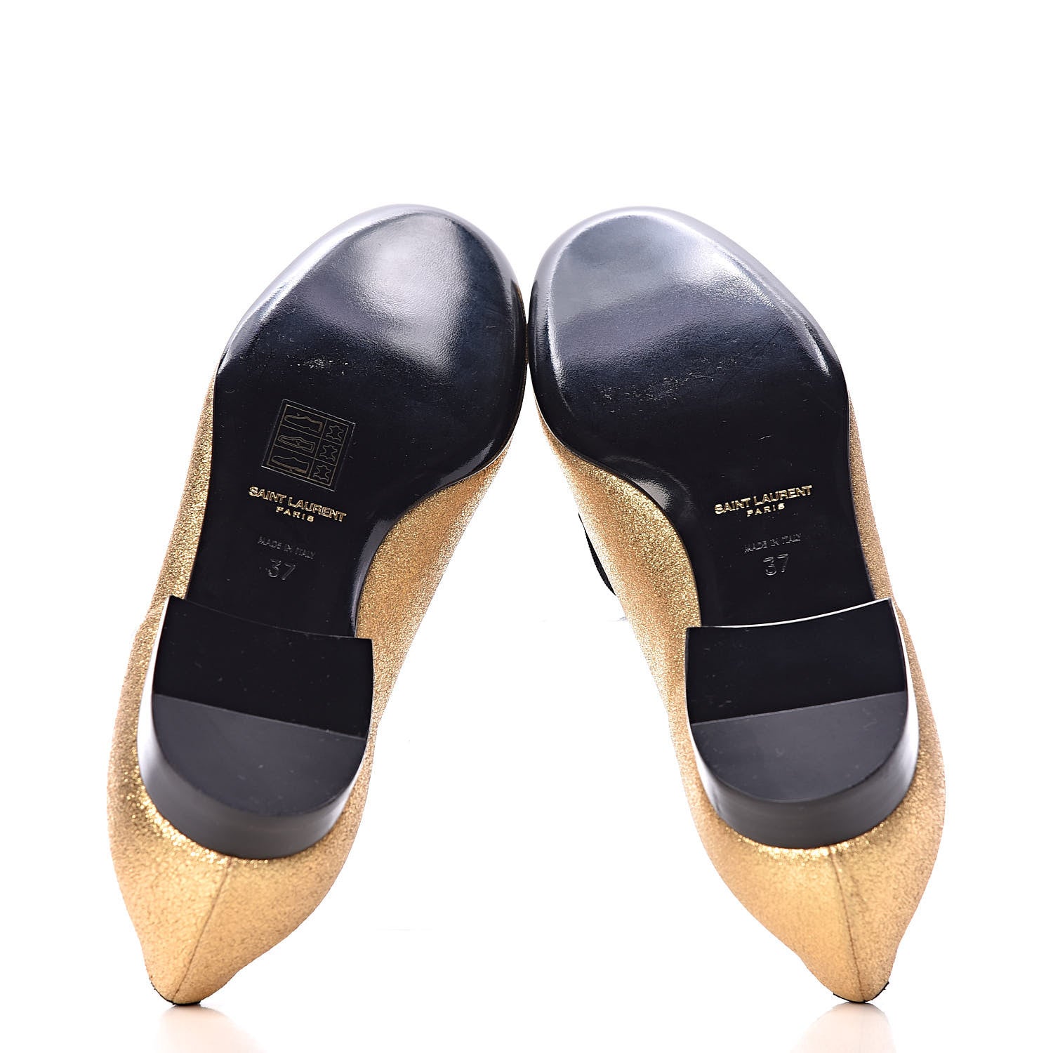 Saint Laurent Metallic Calfskin Smoking Slipper Flat Loafers 37 Gold 7 of 11