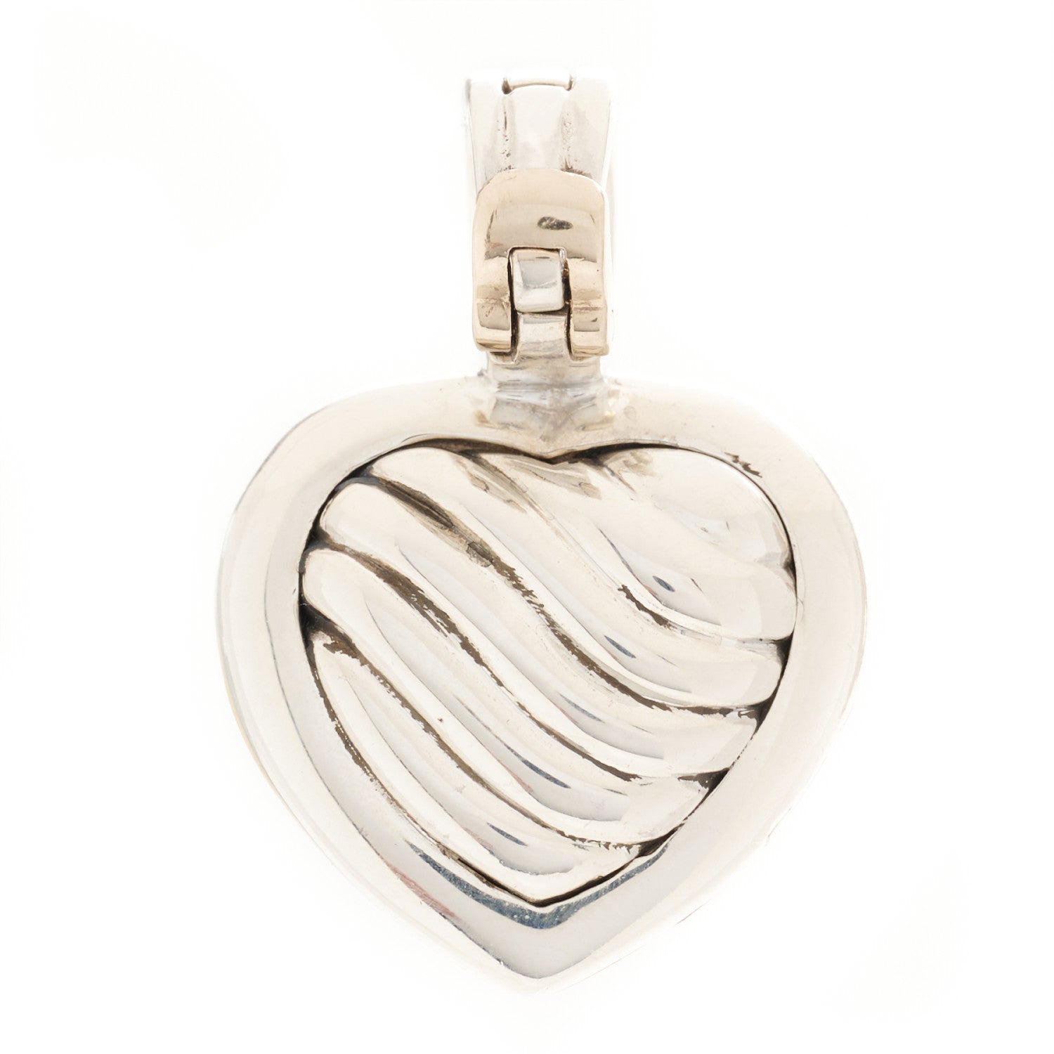 David Yurman Sterling Silver 18K Yellow Gold Cable Heart Locket Enhancer Pendant 3 of 7