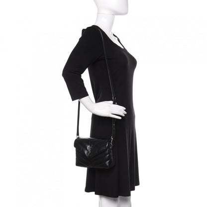 Saint Laurent Calfskin Y Quilted Monogram Toy Loulou Crossbody Bag Black 2 of 14