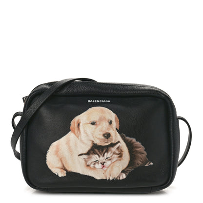 Balenciaga Calfskin Kittens Logo XS Everyday Camera Bag Black White 1 of 8