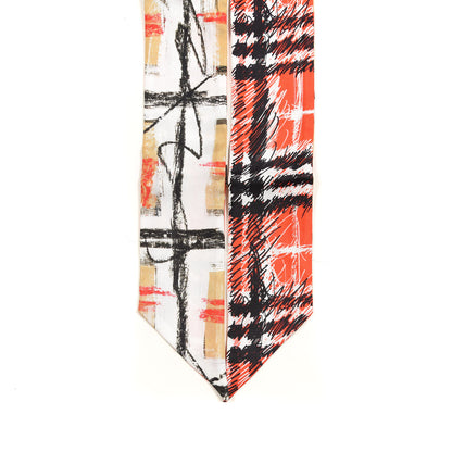 Burberry Silk Disruptive Check Scribble Print Skinny Scarf Bright Red 2 of 3