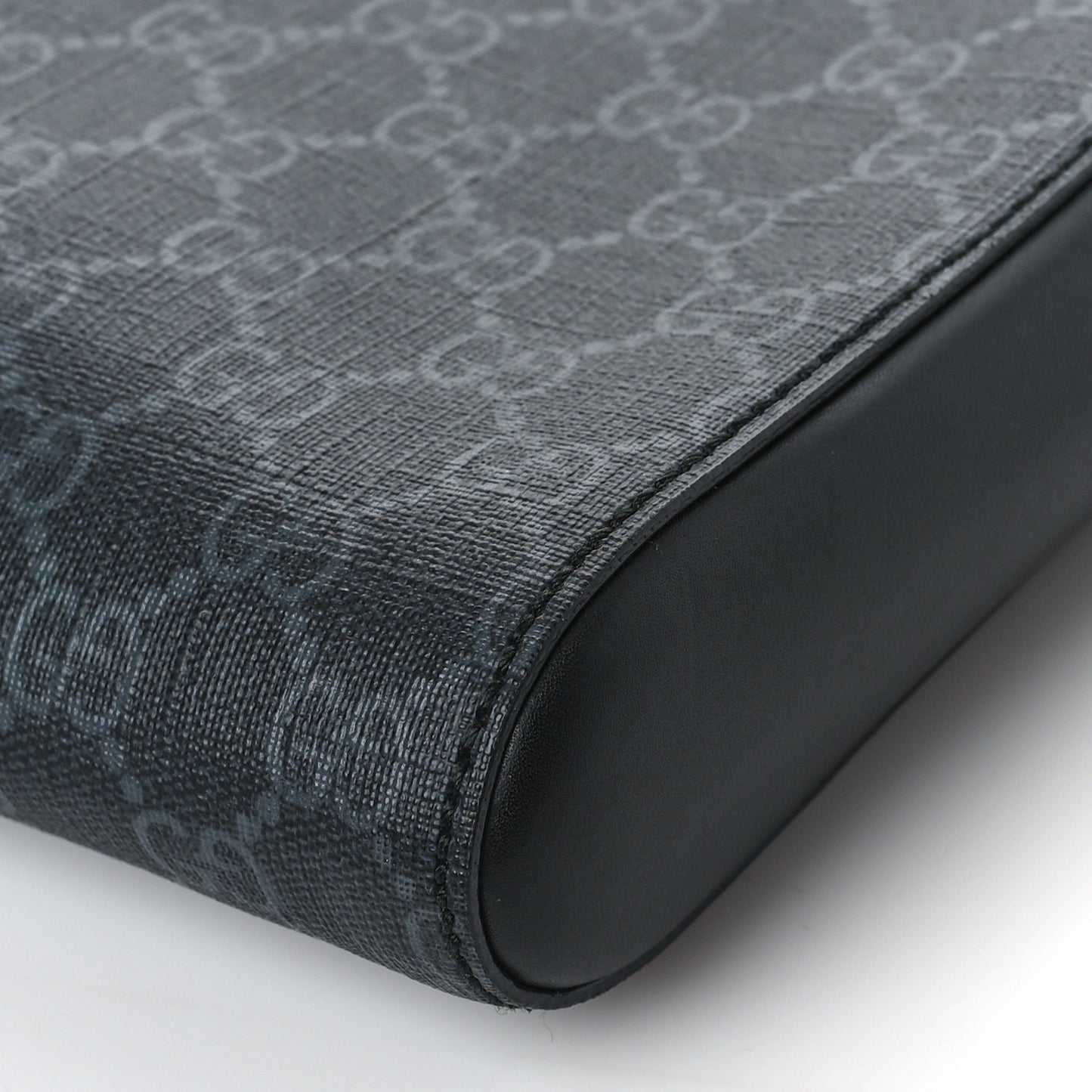 GG Supreme Monogram Appia Calfskin Web Flat Messenger Bag Black Grey