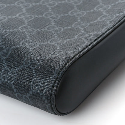 Gucci GG Supreme Monogram Appia Calfskin Web Flat Messenger Bag Black Grey 9 of 9