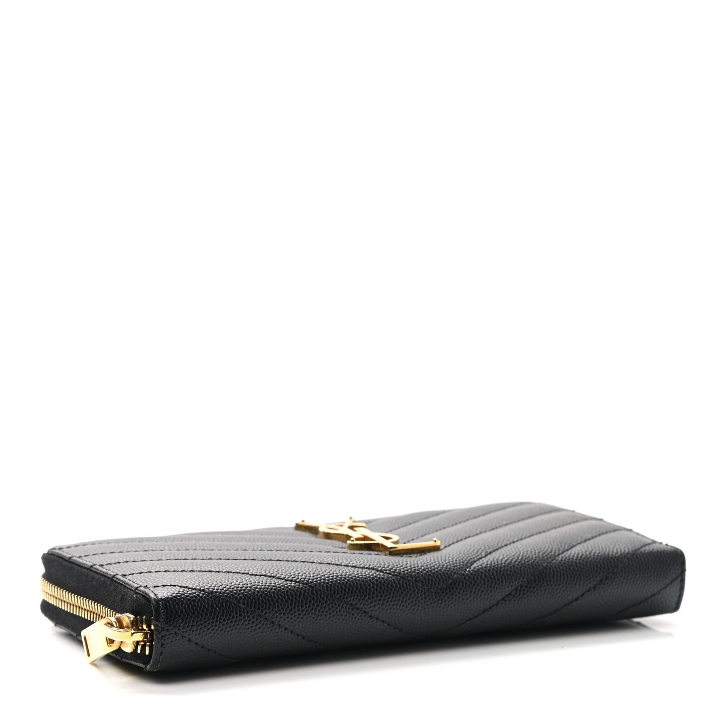 Grain De Poudre Matelasse Chevron Monogram Zip Around Wallet Black