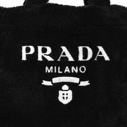 Prada Terry Cloth Tote Bag Black White 8 of 10