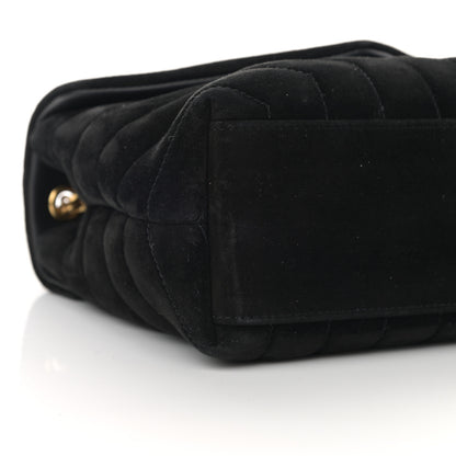 Saint Laurent Suede Calfskin Y Quilted Monogram Small Loulou Chain Satchel Black 8 of 12
