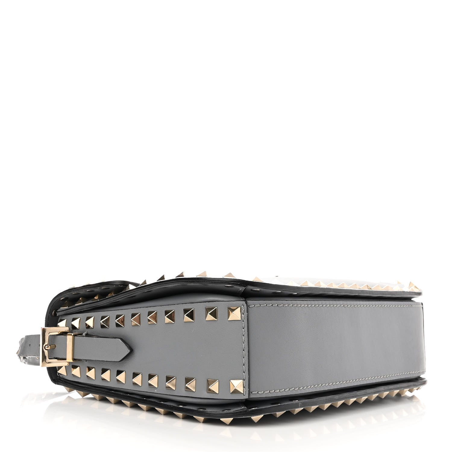Valentino Garavani Vitello Medium Rockstud Flap Saddle Bag Light Stone 3 of 13