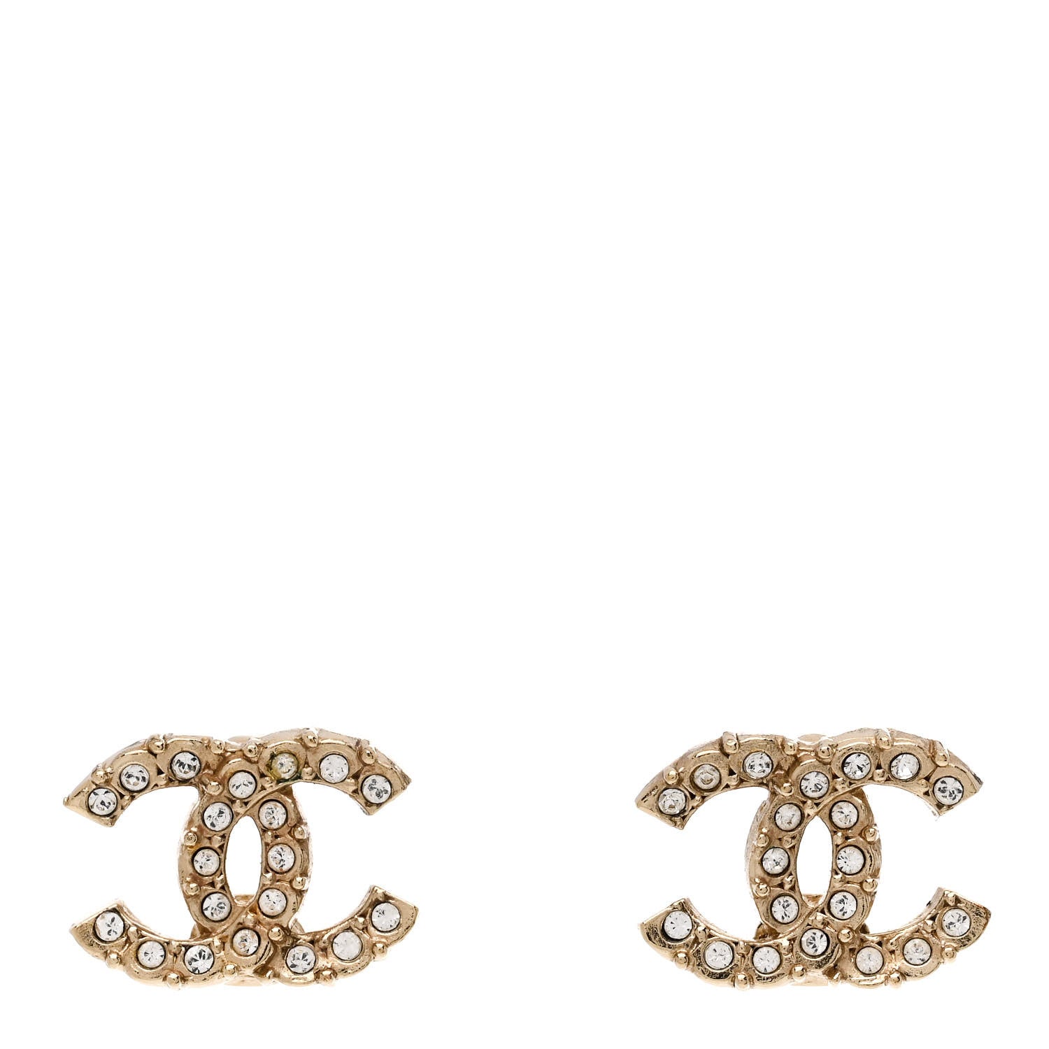 Chanel Crystal CC Earrings Gold 1 of 5