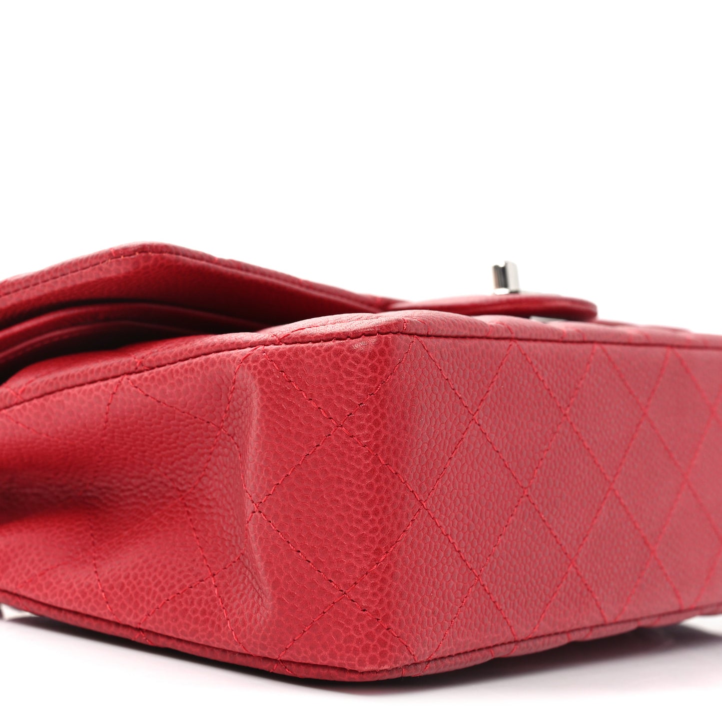 Caviar Quilted Medium Double Flap Dark Red