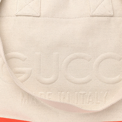 Gucci Canvas Logo Embossed Black Tote Natural Orange 8 of 10