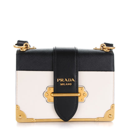 Prada City Calf Saffiano Cahier Bag Talco Black 1 of 7