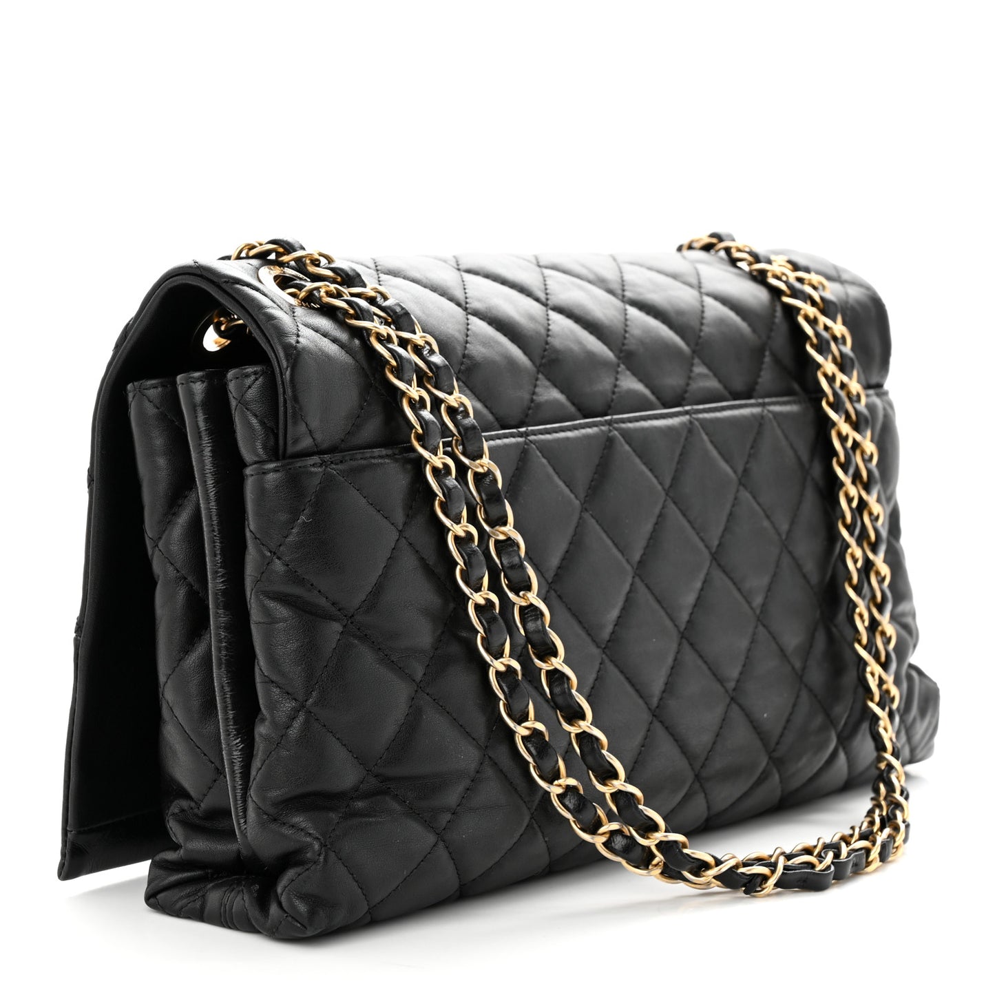 Calfskin Quilted Jumbo Soft Elegance Flap Black