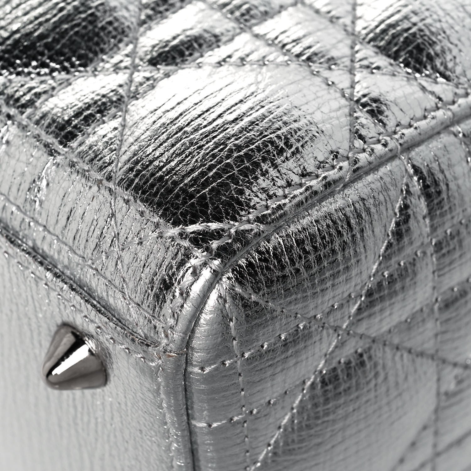 Christian Dior Metallic Grained Calfskin Cannage Small My ABCDior Lady Dior Silver 9 of 12
