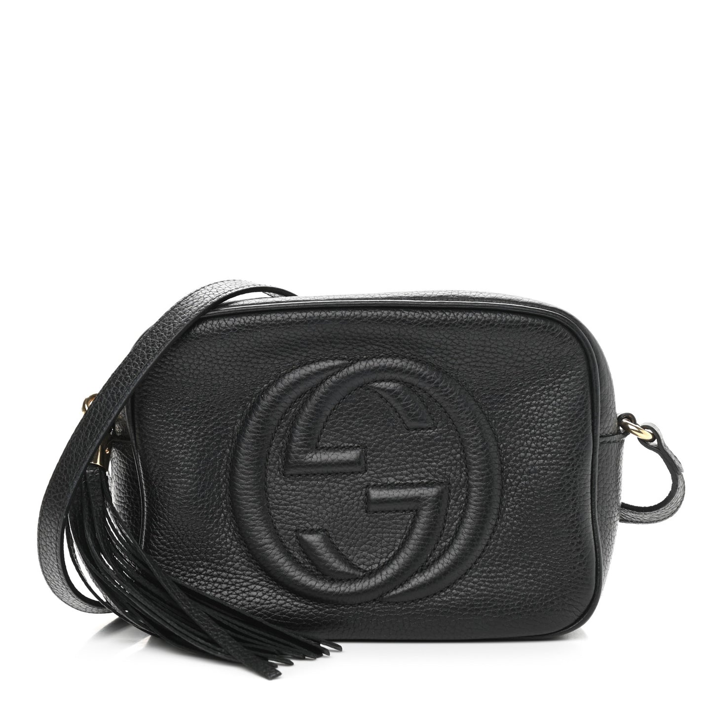 Pebbled Calfskin Small Soho Disco Bag Black