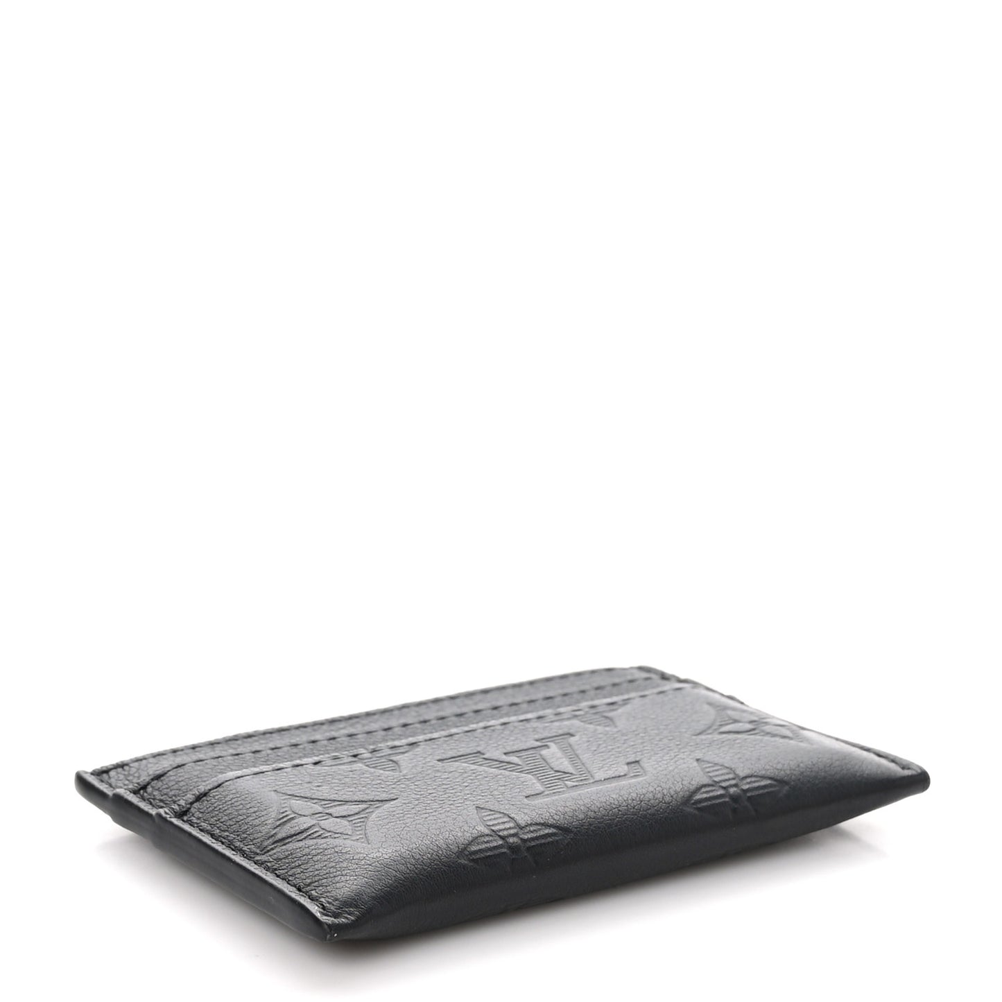 Calfskin Monogram Shadow Double Card Holder Black