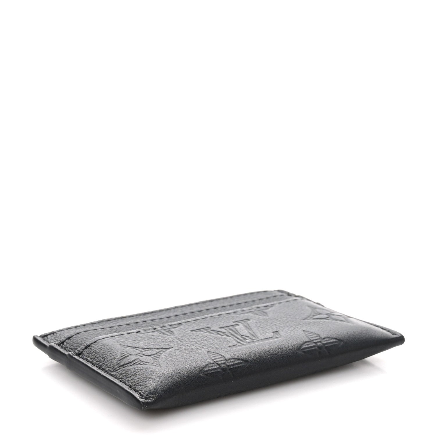 Louis Vuitton Calfskin Monogram Shadow Double Card Holder Black 4 of 7