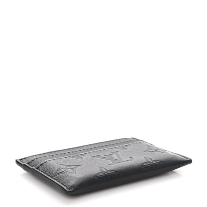 Louis Vuitton Calfskin Monogram Shadow Double Card Holder Black 4 of 7