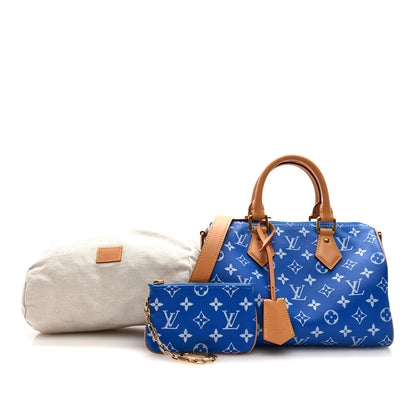 Louis Vuitton Calfskin Monogram Speedy P9 Bandouliere 25 Blue 3 of 10