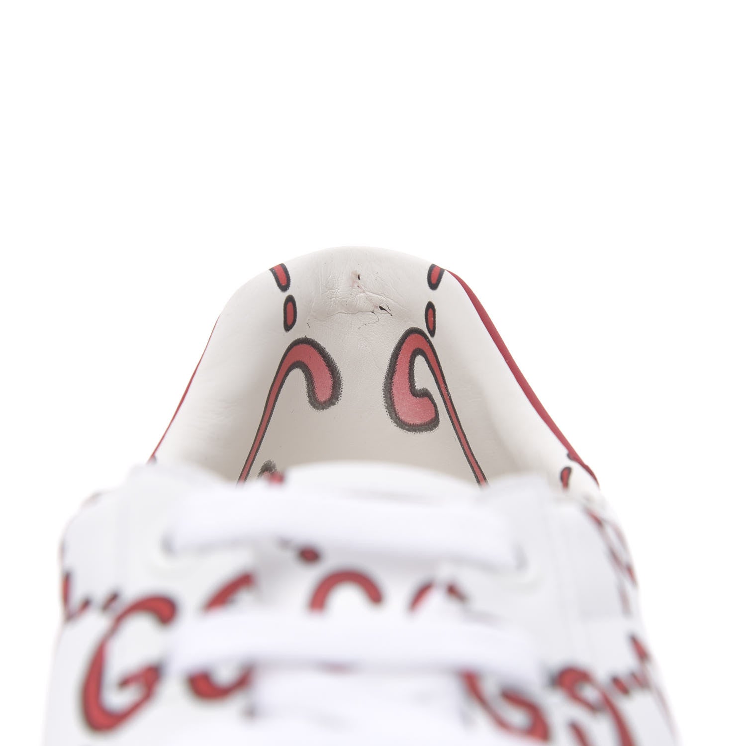 Gucci Calfskin GucciGhost Print Womens Ace Sneakers 39.5 White Hibiscus Red 9 of 10
