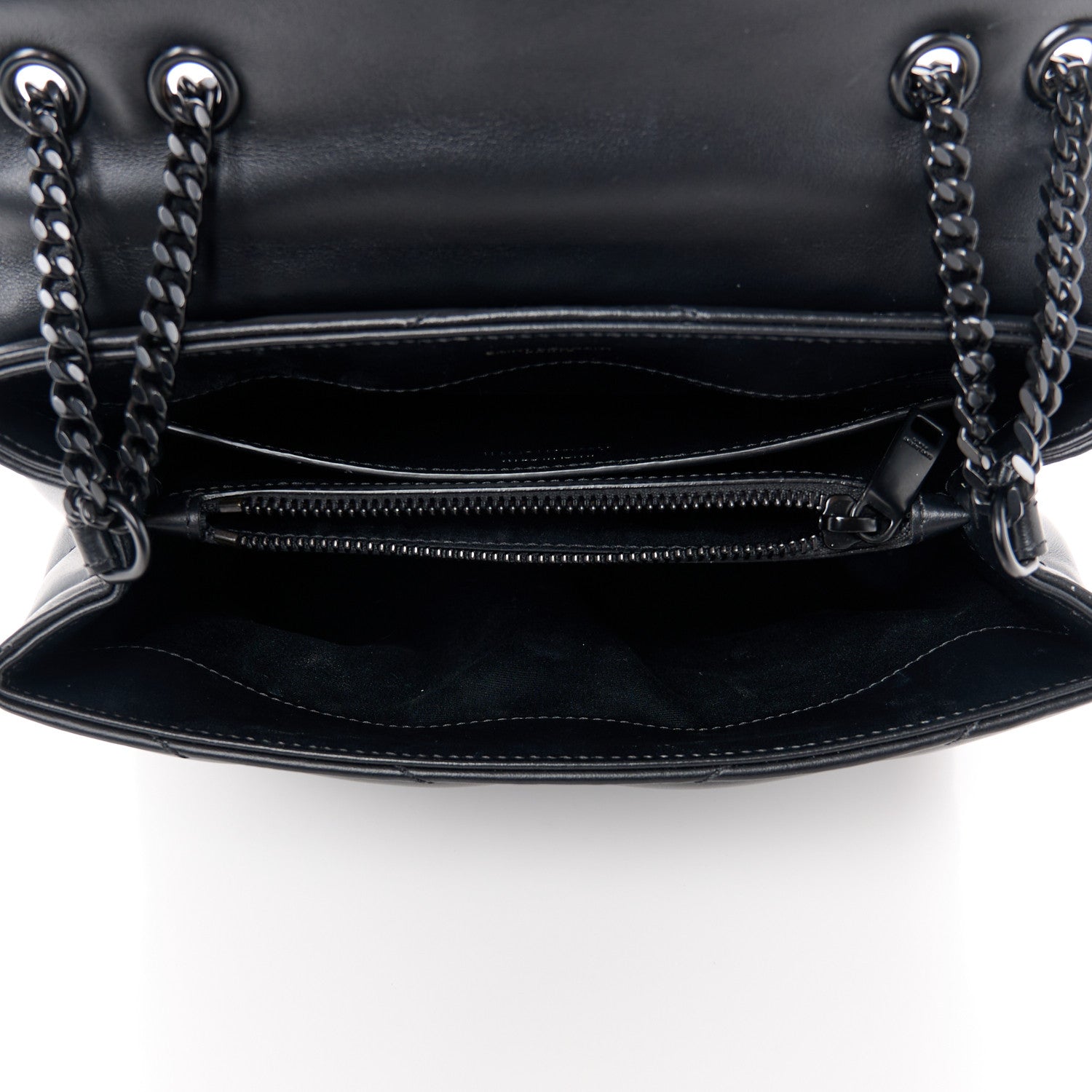 Saint Laurent Calfskin Y Quilted Monogram Monochrome Small Loulou Chain Satchel Black 5 of 12