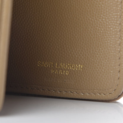 Saint Laurent Grain De Poudre Matelasse Chevron Monogram Compact Zip Around Wallet Dark Latte 6 of 8