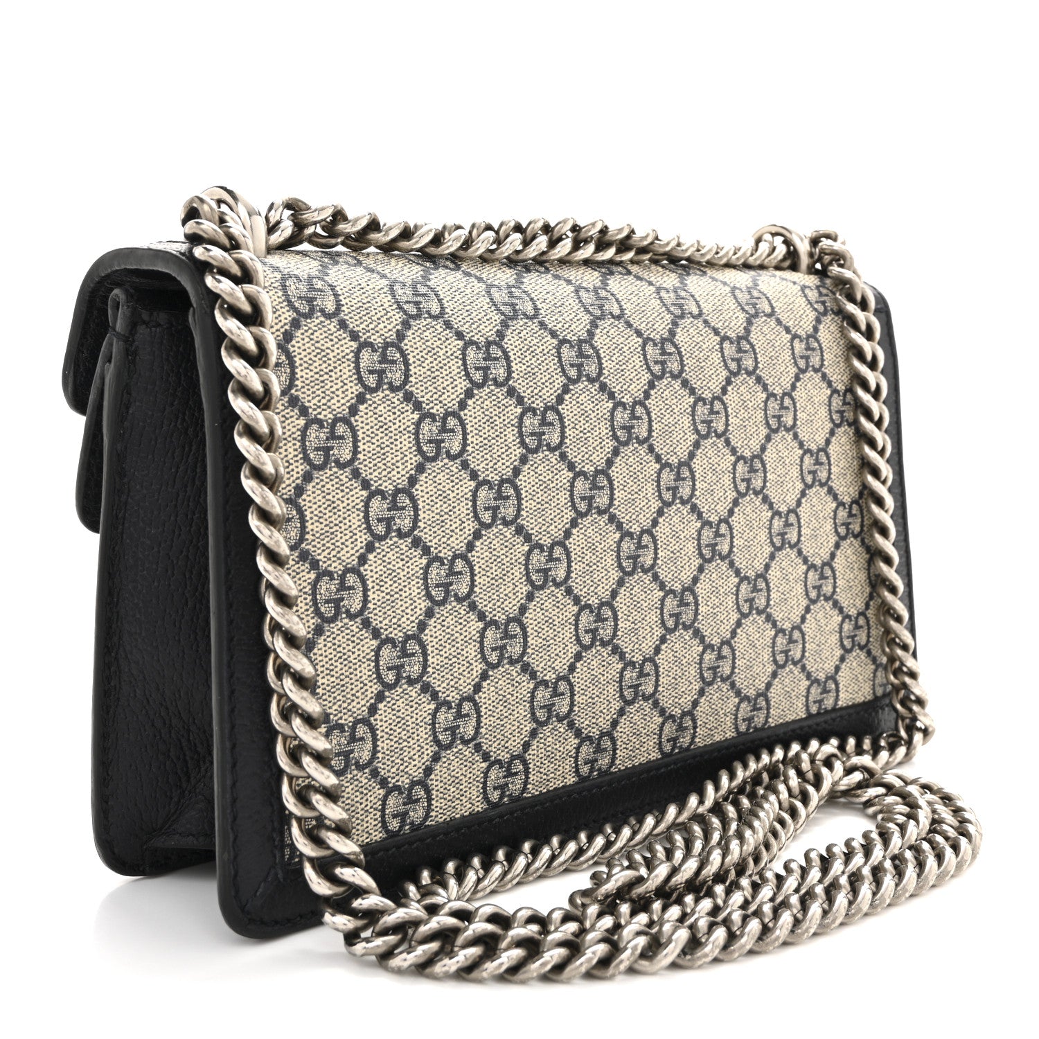 Gucci GG Supreme Monogram Textured Dollar Calfskin Small Rectangular Dionysus Shoulder Bag Beige Blue 3 of 14