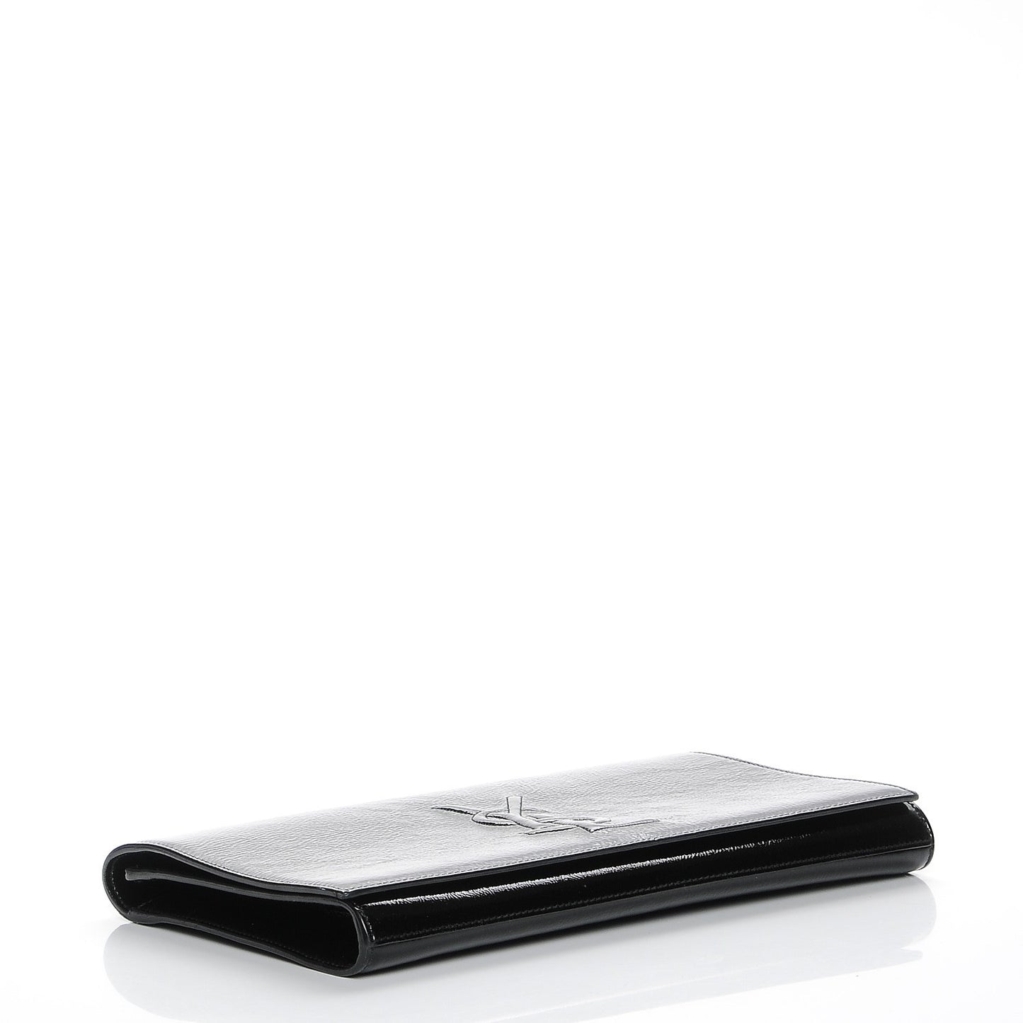 Textured Patent Monogram Large Belle De Jour Clutch Black
