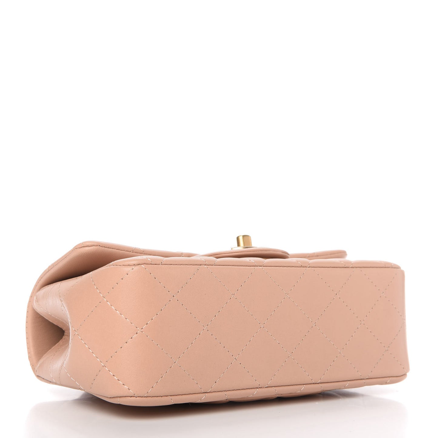 Lambskin Quilted Mini Top Handle Rectangular Flap Beige