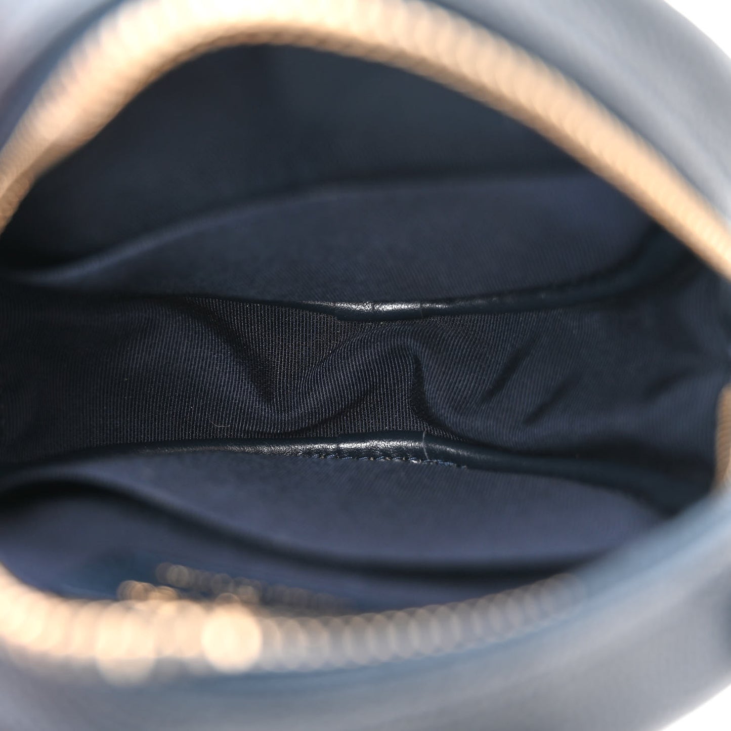 Caviar Quilted Round Clutch With Chain Navy