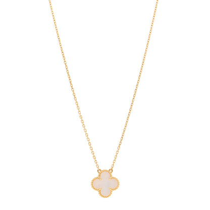 Van Cleef & Arpels 18K Yellow Gold Mother of Pearl Vintage Alhambra Pendant Necklace 1 of 4