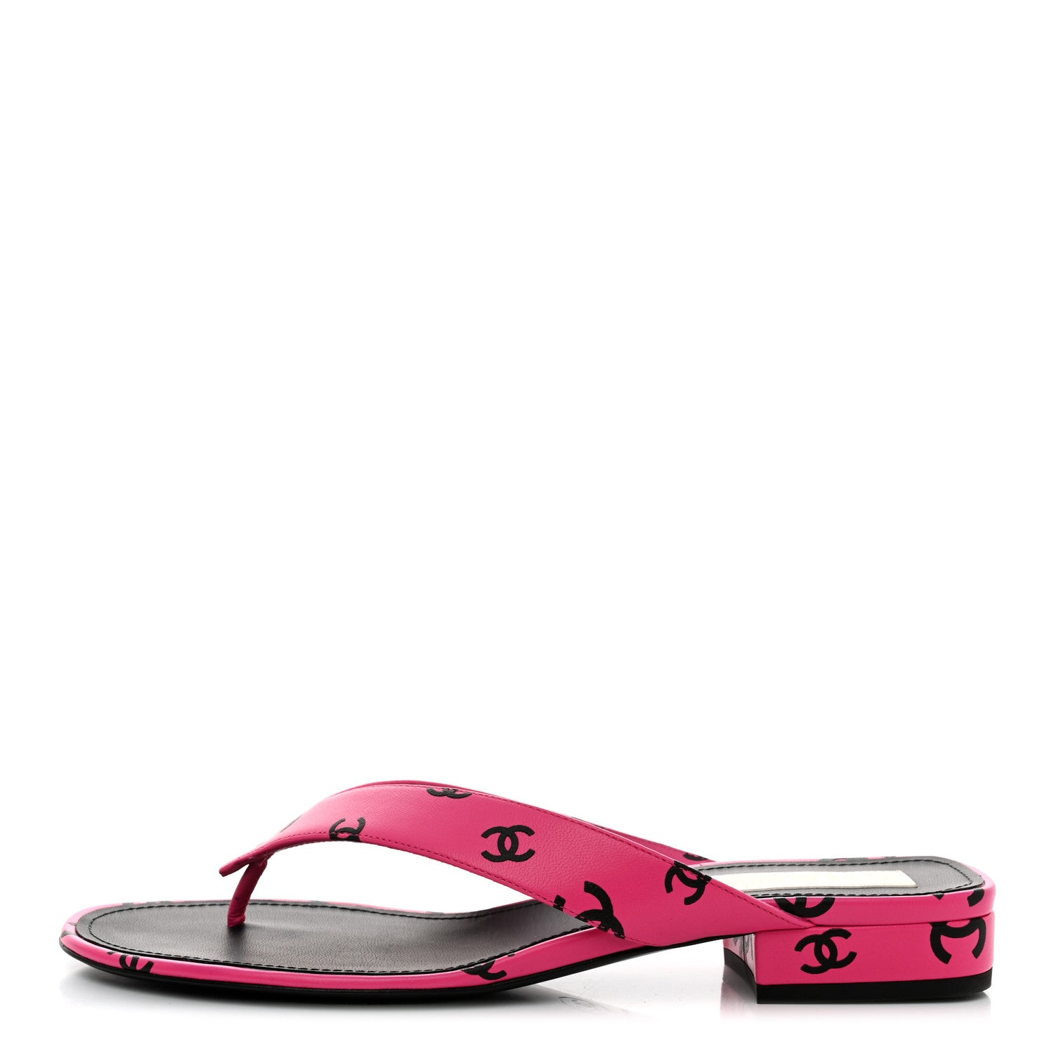 Chanel Printed Lambskin Coco Beach Thong Sandals 40.5 Dark Pink Black 1 of 9