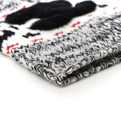 Chanel Wool Shearling CC Beanie Hat Ivory Black Red 6 of 7