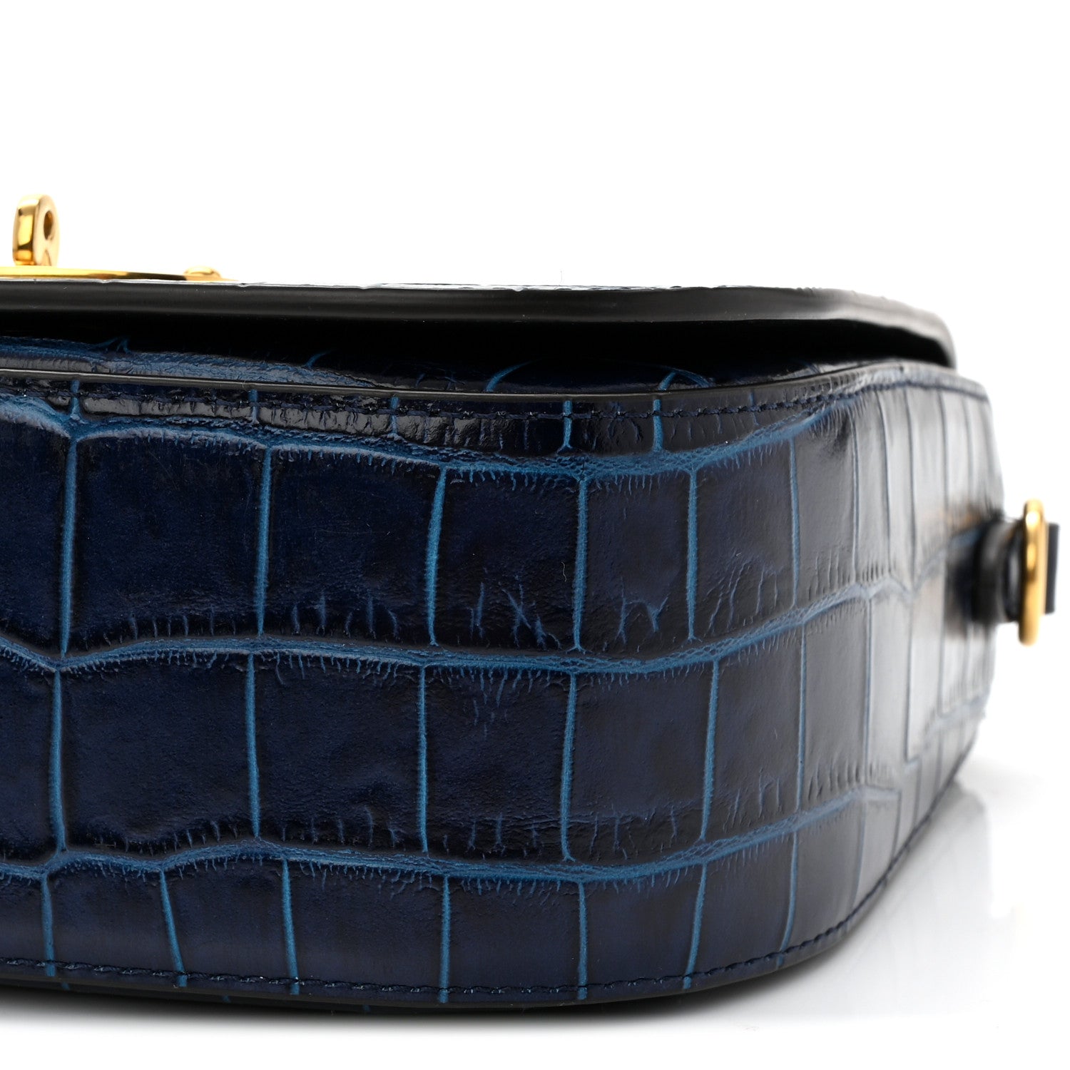Mulberry Shiny Croc Calfskin Embossed Small Darley Sapphire Blue 9 of 9