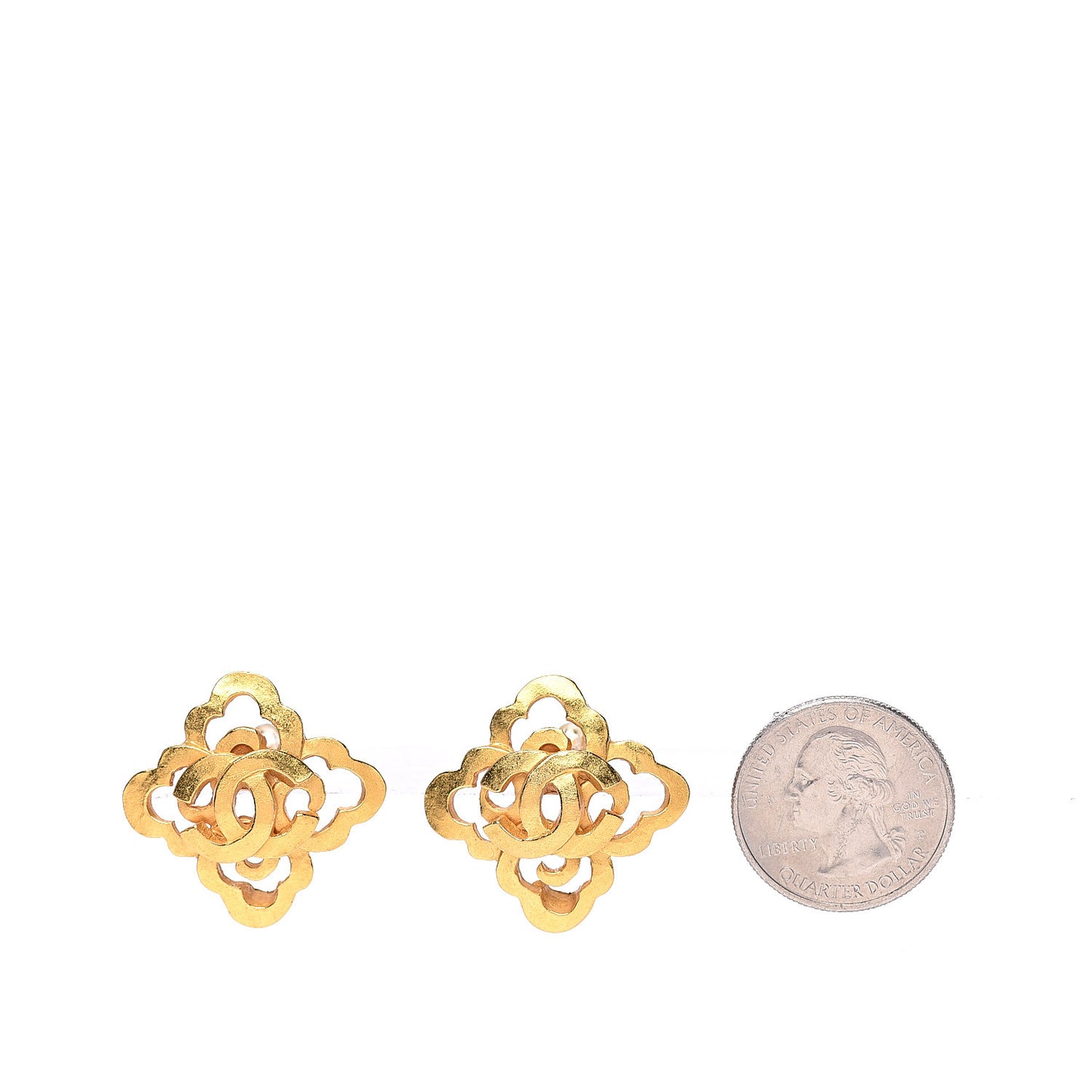 CC Cross Clip On Earrings Gold