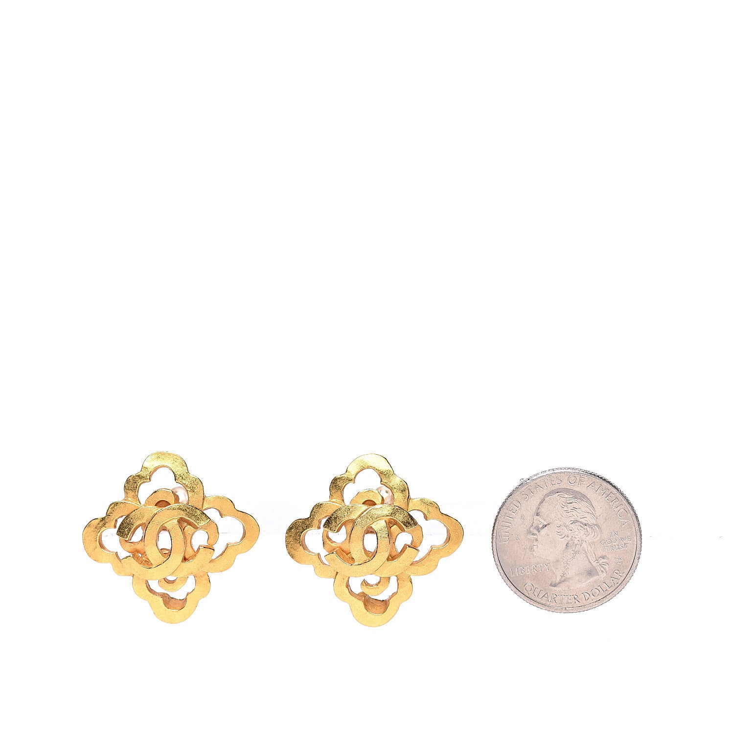 Chanel CC Cross Clip On Earrings Gold 2 of 4
