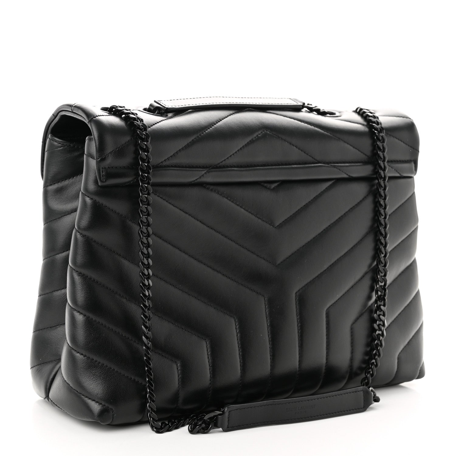 Saint Laurent Calfskin Y Quilted Monogram Monochrome Medium Loulou Chain Satchel Black 2 of 9