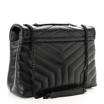 Saint Laurent Calfskin Y Quilted Monogram Monochrome Medium Loulou Chain Satchel Black 2 of 9