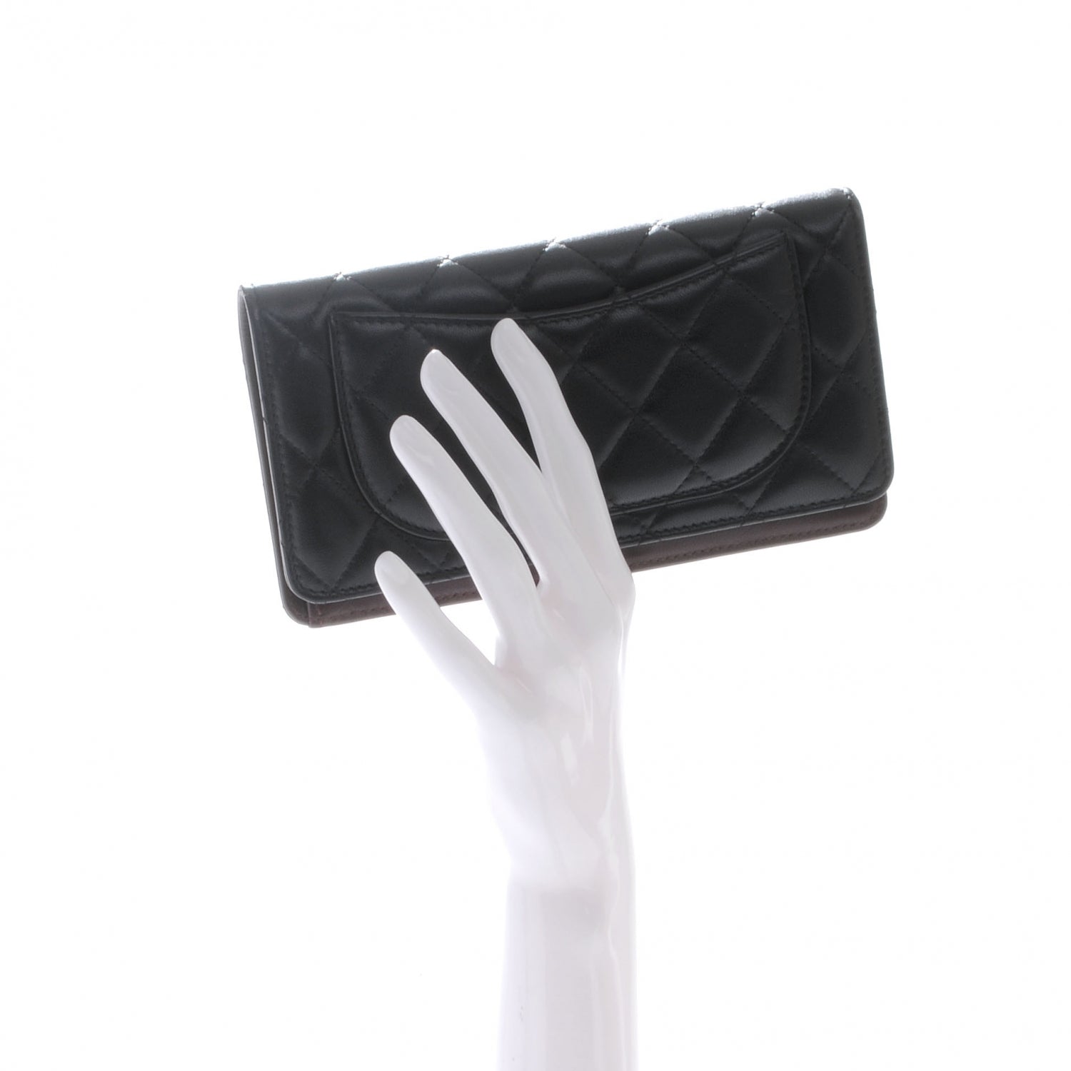 Chanel Lambskin Quilted Yen Wallet Black 2 of 8