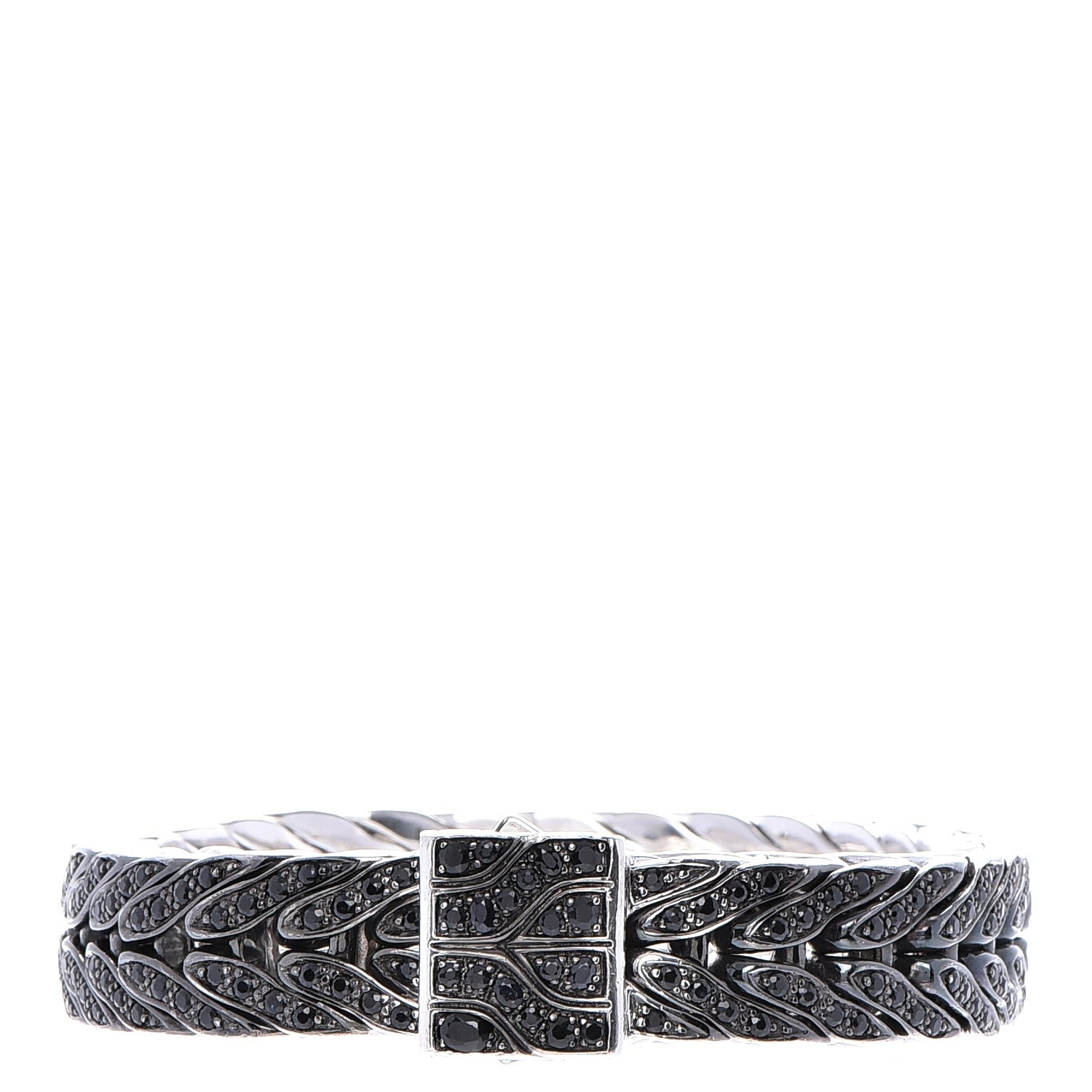 John Hardy Mens Sterling Silver Black Sapphire Raja Bracelet M 1 of 6